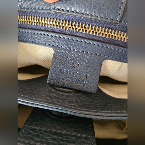 GUCCI 2 Way Bamboo Leather Small Shopper Navy 336032 - Picture 12 of 17